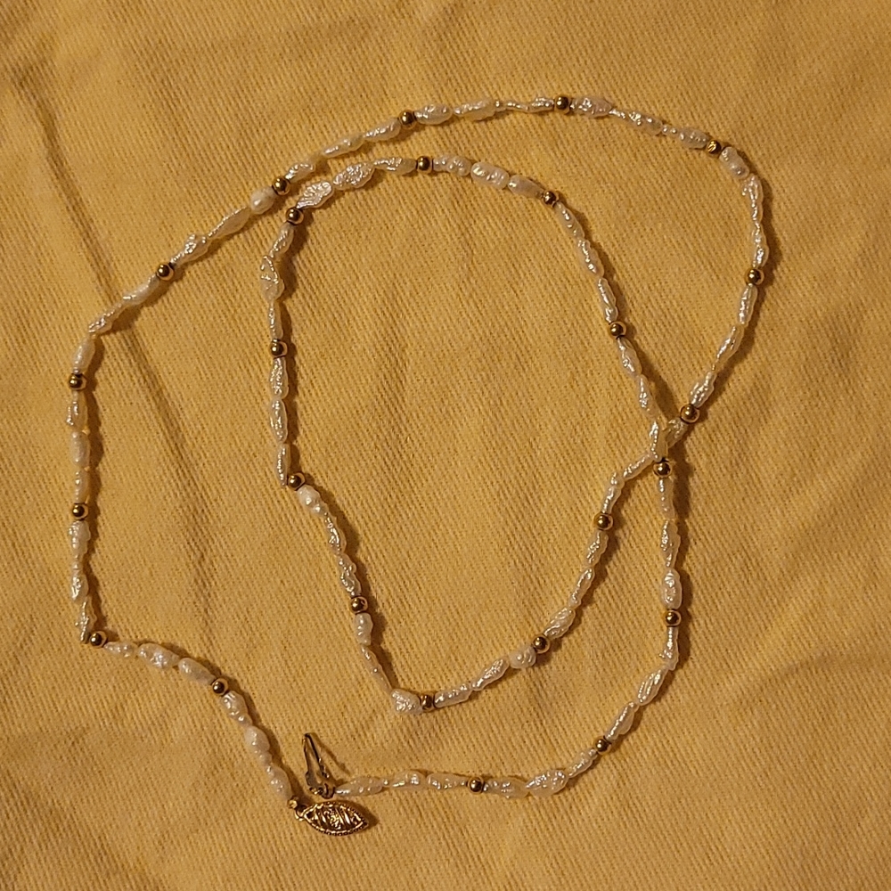 peach Pearl  crystal Bridal necklace